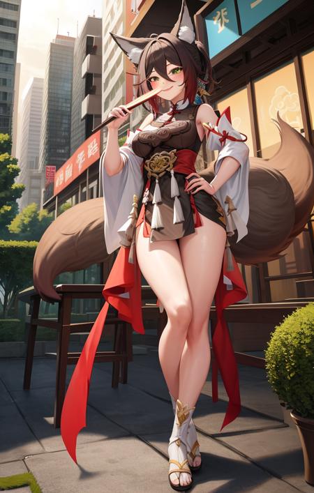 42402-1670629975-highres, detailed, soft lighting, outdoors, city, chinese architecture, chinese clothes, tingyun [honkai star rail], 1girl, hand.png